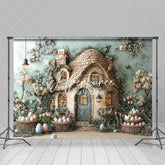 Aperturee - Aperturee Green Wall Rustic Cabin Floral Eggs Easter Backdrop